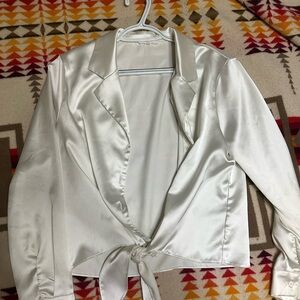 Pleione White Satin Blouse